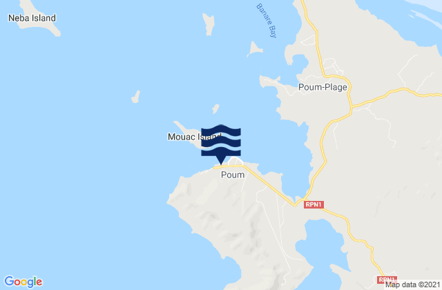 Mappa delle Getijden in Poum, New Caledonia