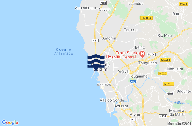 Mappa delle Getijden in Povoa do Varzim, Portugal