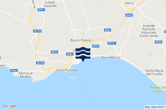 Mappa delle Getijden in Pozzallo, Italy