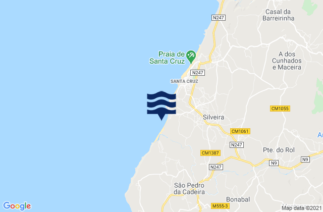 Mappa delle Getijden in Praia Azul, Portugal
