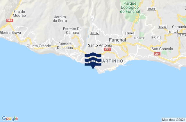 Mappa delle Getijden in Praia Formosa, Portugal