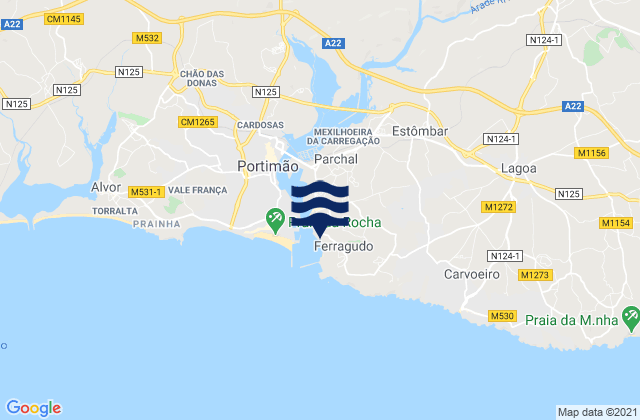 Mappa delle Getijden in Praia Grande, Portugal