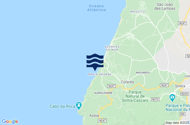 Mappa delle Getijden in Praia Grande, Portugal