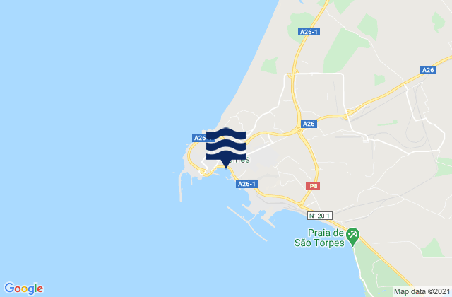Mappa delle Getijden in Praia Vasco da Gama, Portugal