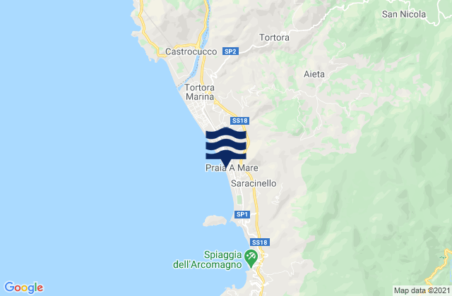 Mappa delle Getijden in Praia a Mare, Italy