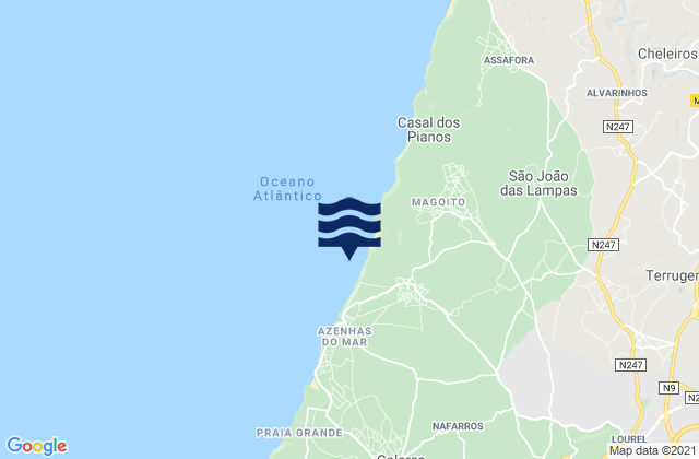 Mappa delle Getijden in Praia da Aguda, Portugal