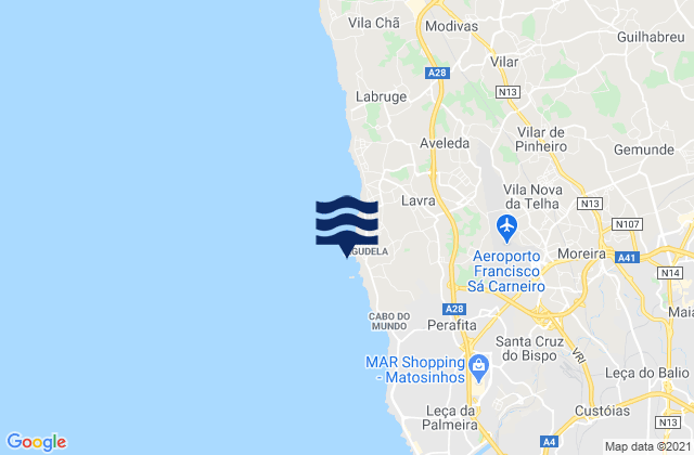 Mappa delle Getijden in Praia da Agudela, Portugal