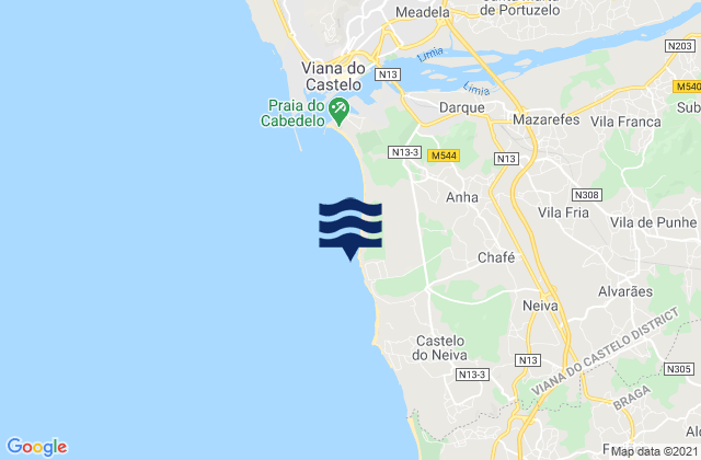 Mappa delle Getijden in Praia da Amorosa, Portugal