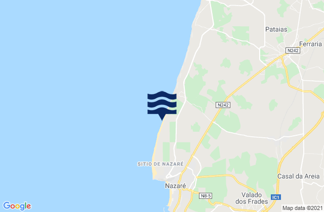 Mappa delle Getijden in Praia da Areeira, Portugal