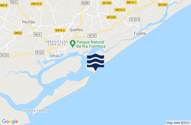 Mappa delle Getijden in Praia da Armona, Portugal