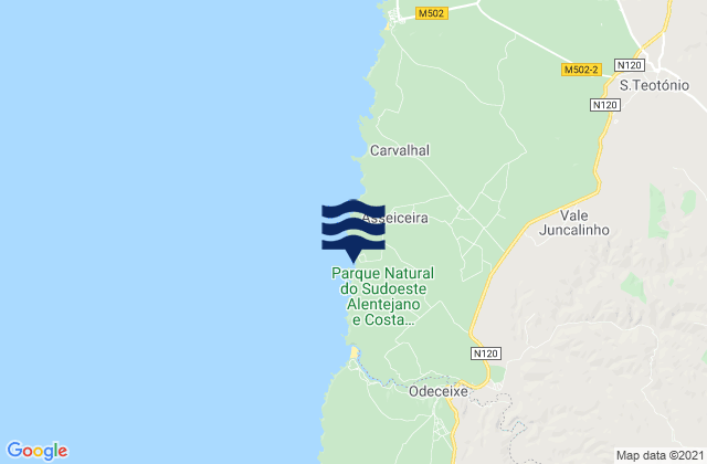 Mappa delle Getijden in Praia da Azenha do Mar, Portugal