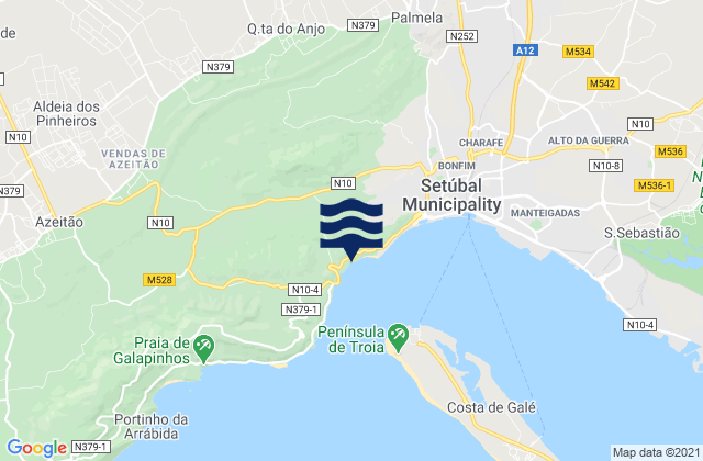 Mappa delle Getijden in Praia da Comenda, Portugal