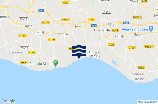 Mappa delle Getijden in Praia da Cova Redonda, Portugal