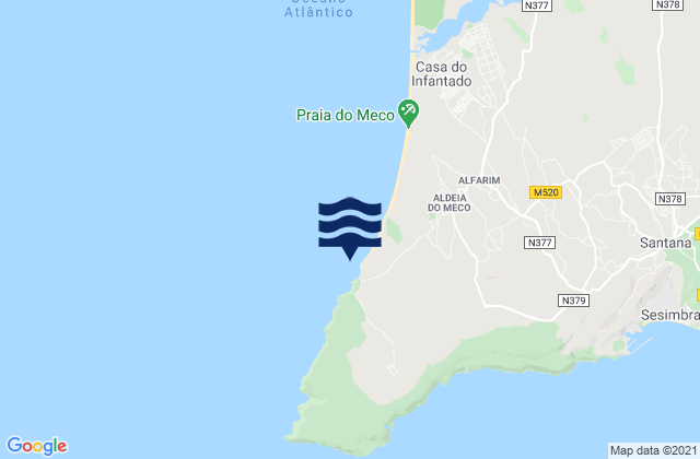 Mappa delle Getijden in Praia da Foz Cabo Espichel Sesimbra, Portugal