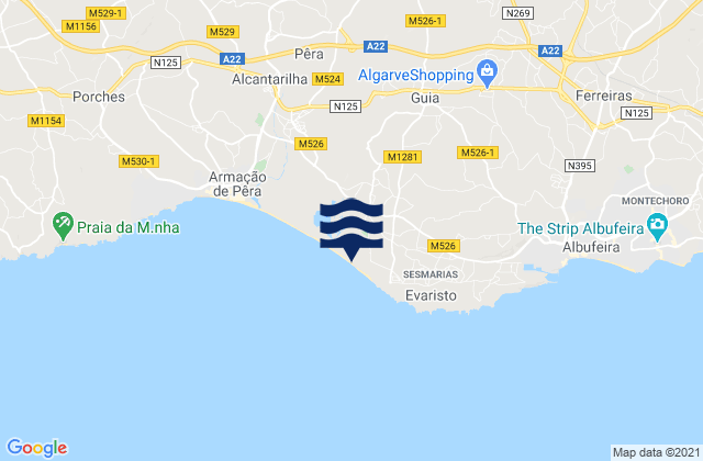 Mappa delle Getijden in Praia da Galé Oeste, Portugal