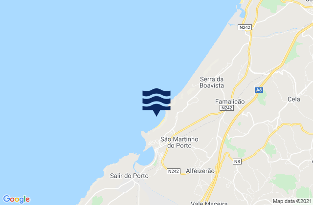 Mappa delle Getijden in Praia da Gralha, Portugal
