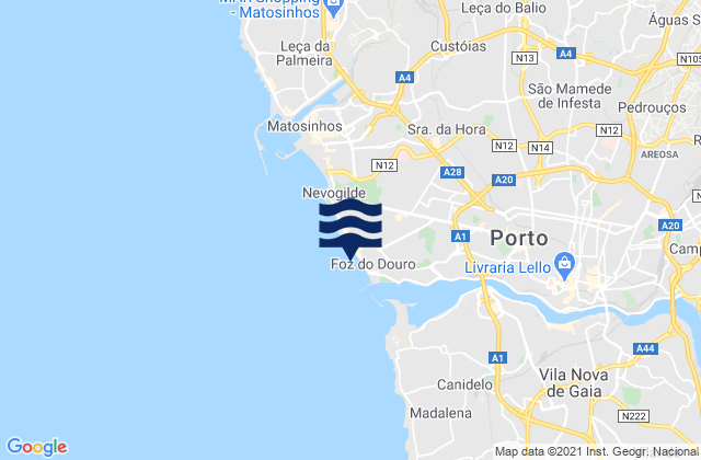 Mappa delle Getijden in Praia da Luz, Portugal