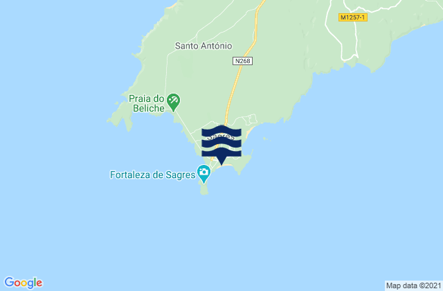 Mappa delle Getijden in Praia da Mareta, Portugal