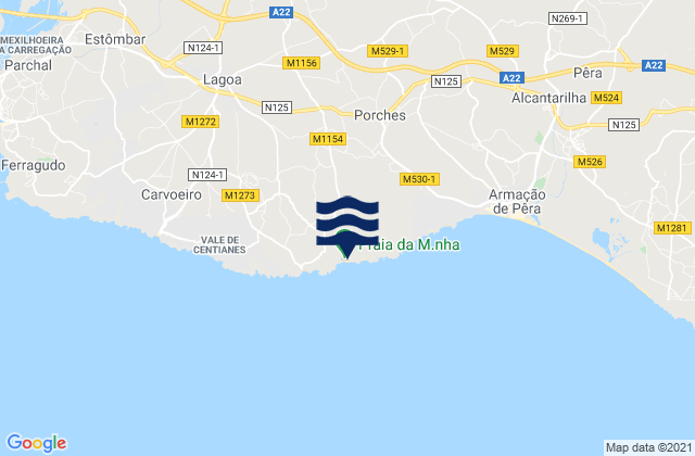 Mappa delle Getijden in Praia da Marinha, Portugal