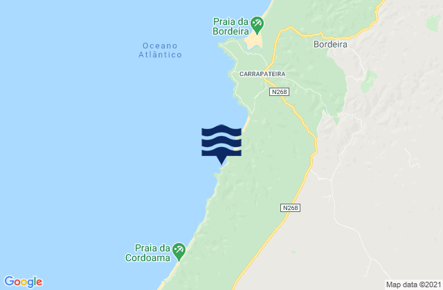 Mappa delle Getijden in Praia da Pena Furada, Portugal
