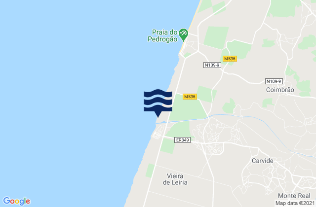 Mappa delle Getijden in Praia da Vieira, Portugal