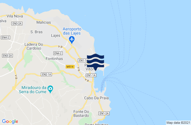 Mappa delle Getijden in Praia da Vitória, Portugal