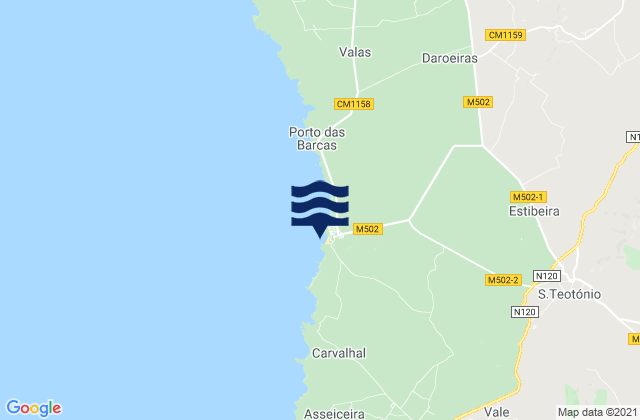 Mappa delle Getijden in Praia da Zambujeira, Portugal