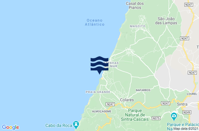 Mappa delle Getijden in Praia das Maçãs, Portugal
