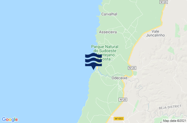 Mappa delle Getijden in Praia de Adegas, Portugal