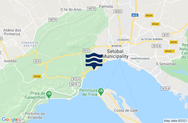 Mappa delle Getijden in Praia de Albarquel, Portugal