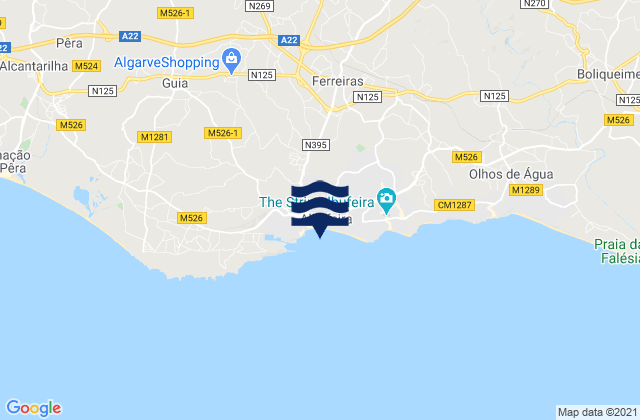 Mappa delle Getijden in Praia de Albufeira, Portugal