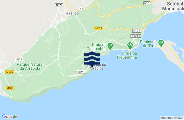 Mappa delle Getijden in Praia de Alpertuche, Portugal