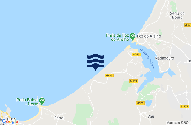 Mappa delle Getijden in Praia de Covões, Portugal