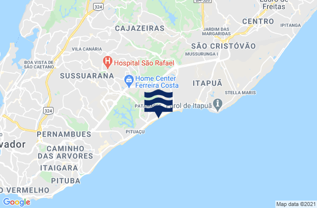 Mappa delle Getijden in Praia de Jaguaribe, Brazil