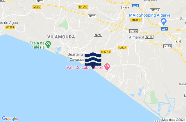 Mappa delle Getijden in Praia de Loulé Velho, Portugal