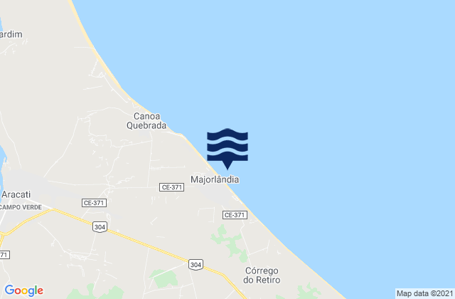 Mappa delle Getijden in Praia de Majorlândia, Brazil