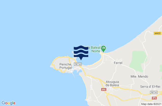 Mappa delle Getijden in Praia de Peniche de Cima, Portugal