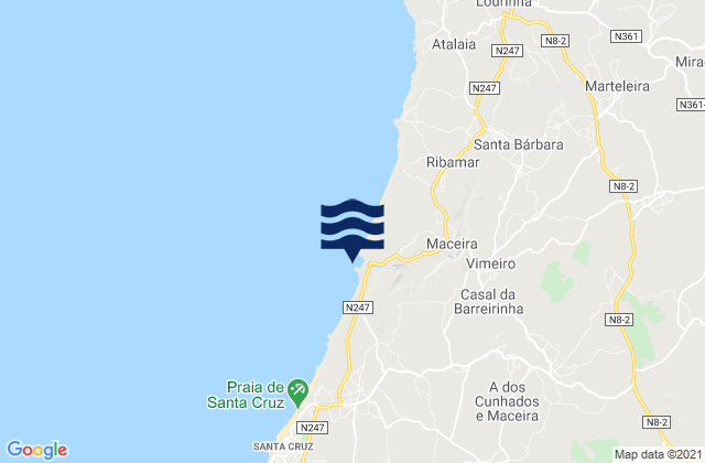 Mappa delle Getijden in Praia de Porto Novo, Portugal