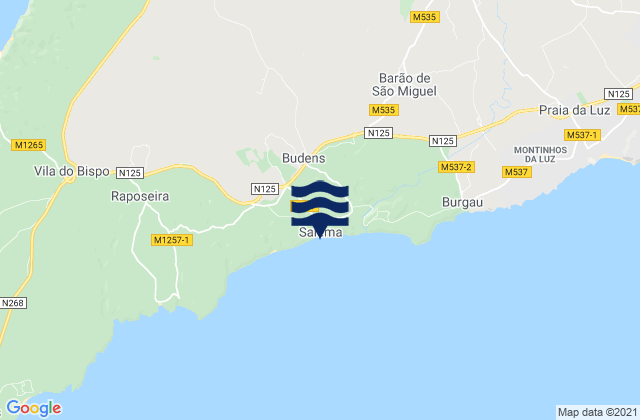 Mappa delle Getijden in Praia de Salema, Portugal