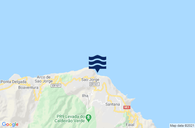 Mappa delle Getijden in Praia de São Jorge, Portugal