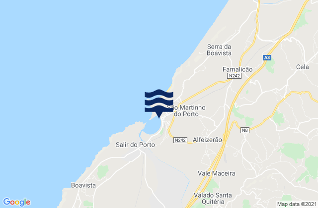 Mappa delle Getijden in Praia de São Martinho do Porto, Portugal