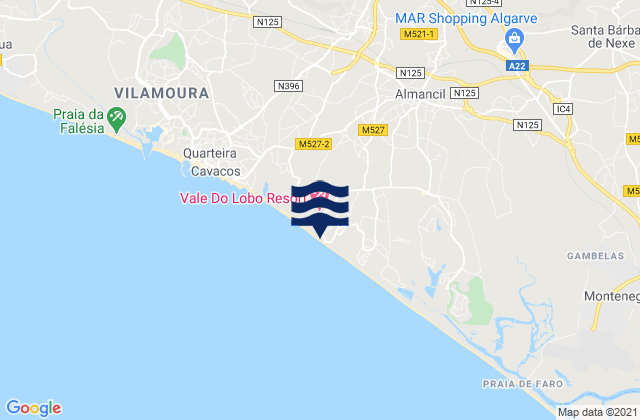 Mappa delle Getijden in Praia de Vale do Lobo, Portugal