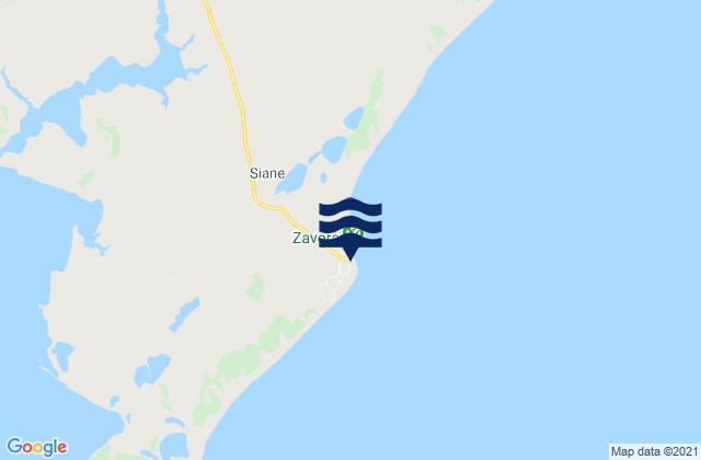 Mappa delle Getijden in Praia de Zavora, Mozambique