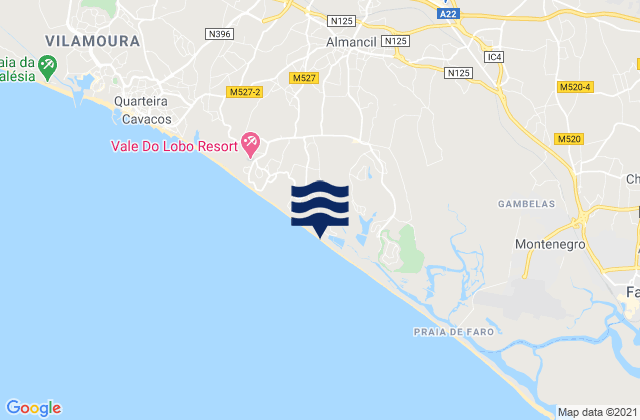 Mappa delle Getijden in Praia do Anção, Portugal