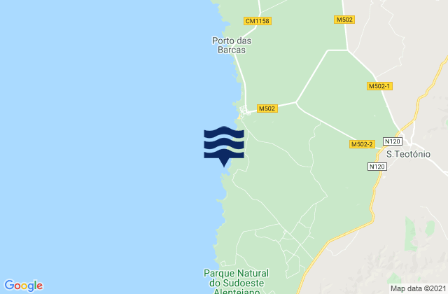 Mappa delle Getijden in Praia do Carvalhal, Portugal