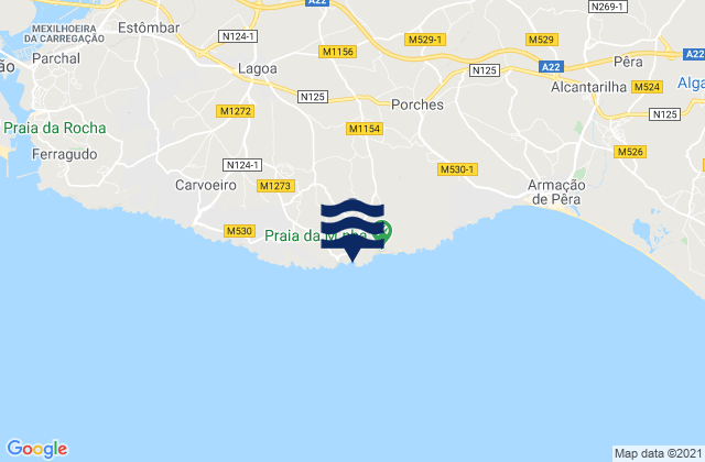 Mappa delle Getijden in Praia do Carvalho, Portugal