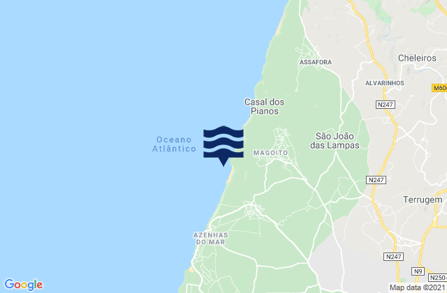Mappa delle Getijden in Praia do Magoito, Portugal