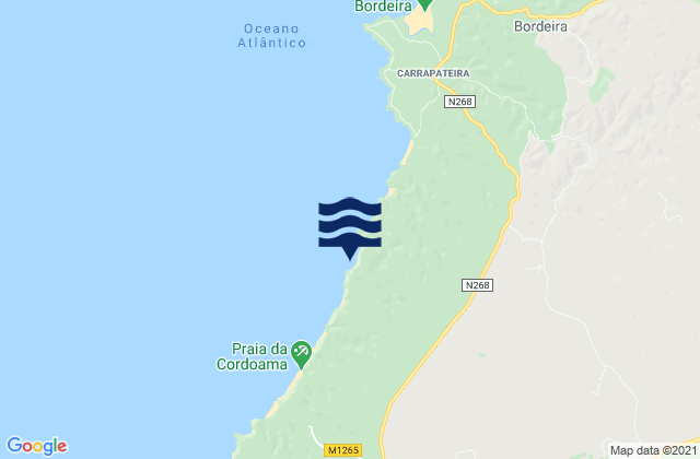 Mappa delle Getijden in Praia do Mirouço, Portugal
