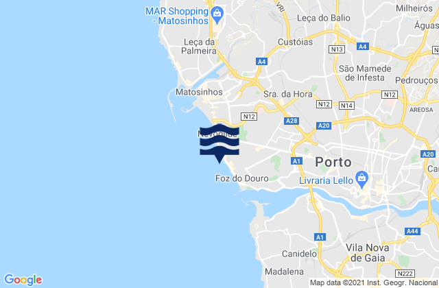 Mappa delle Getijden in Praia do Molhe, Portugal