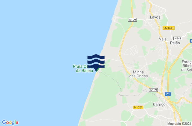 Mappa delle Getijden in Praia do Osso da Baleia, Portugal